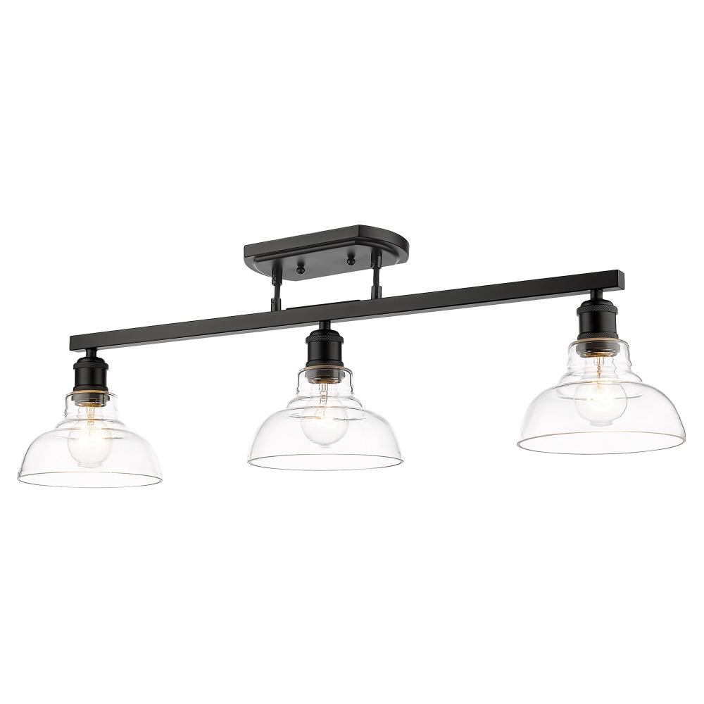 Carver 3-Light Semi-Flush in Matte Black : 0305-3SF BLK-CLR